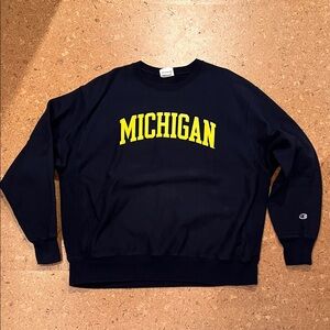 Champion Men's Reverse Weave Crewneck Sweatshirt | Michigan | Navy | 2XL